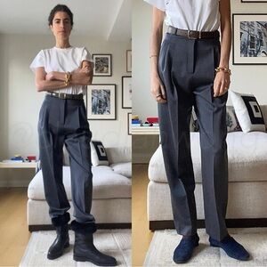 EMI MESS Avit Wool Satin High Waist Pants in Gris Gray